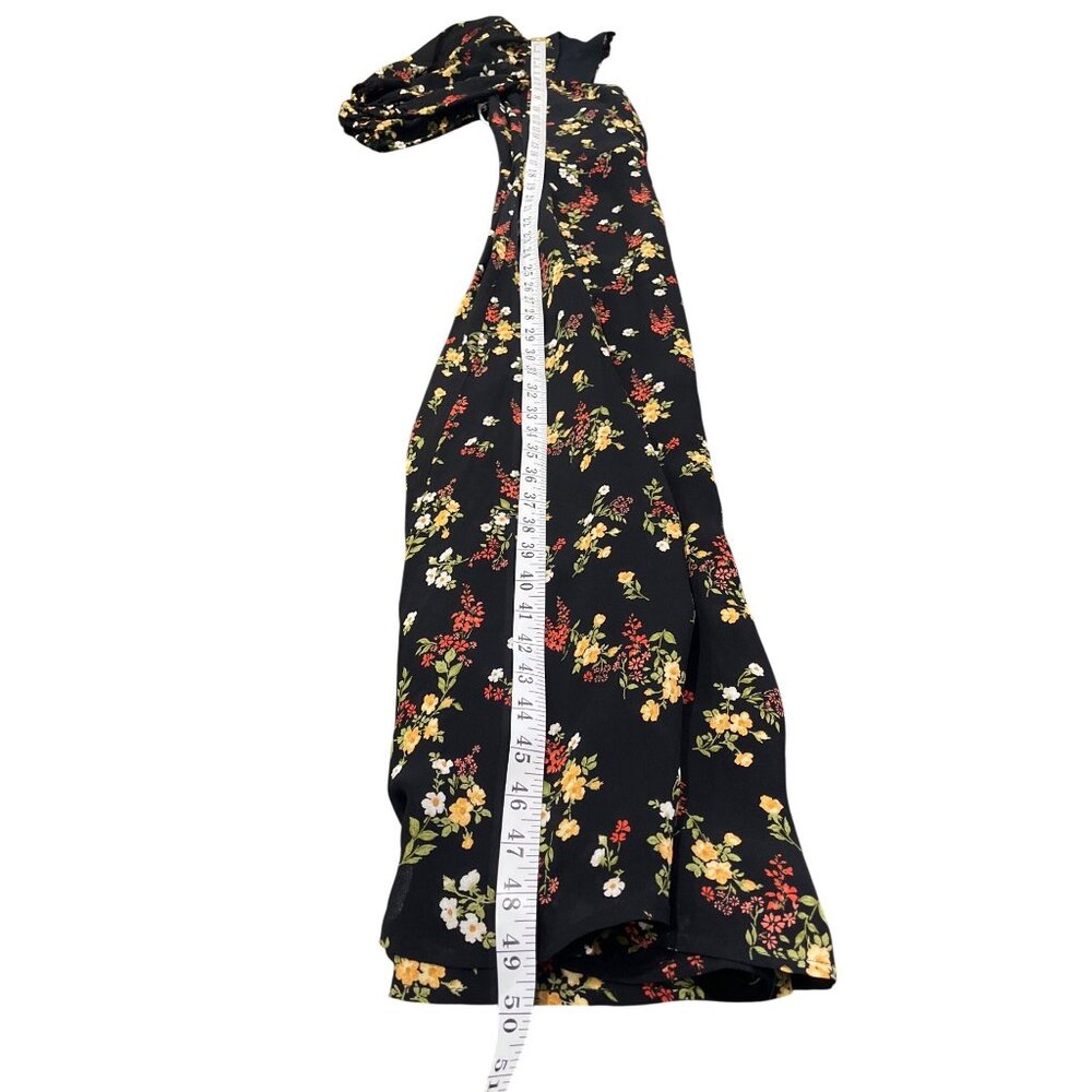 Reformation Wildflower Dress Vionnete Black Floral Puff-Sleeve Midi Size 2 NEW - Picture 9 of 11